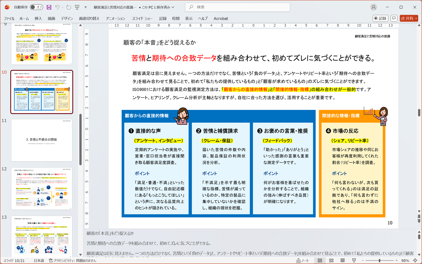 顧客満足と苦情対応の意識